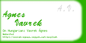 agnes vavrek business card